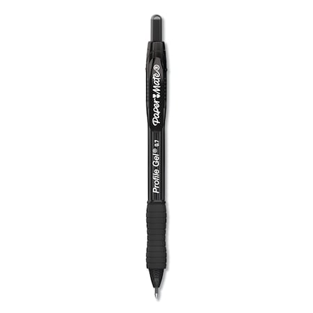 Paper Mate Profile Gel Pen, Retractable, Medium 0.7 mm, Black Ink, Translucent Black Barrel, PK12 PK 2095476